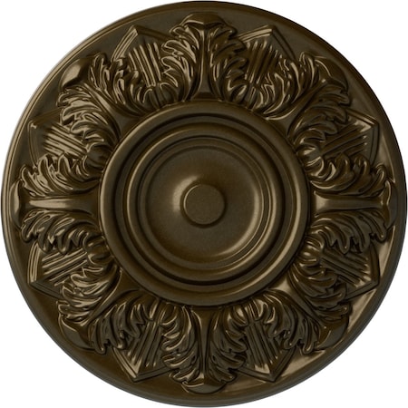 Ekena Millwork Whitman Ceiling Medallion (For Canopies up to 3 3/4"), Hand-Painted Brass, 13"OD x 1 3/8"P CM13WHBRS